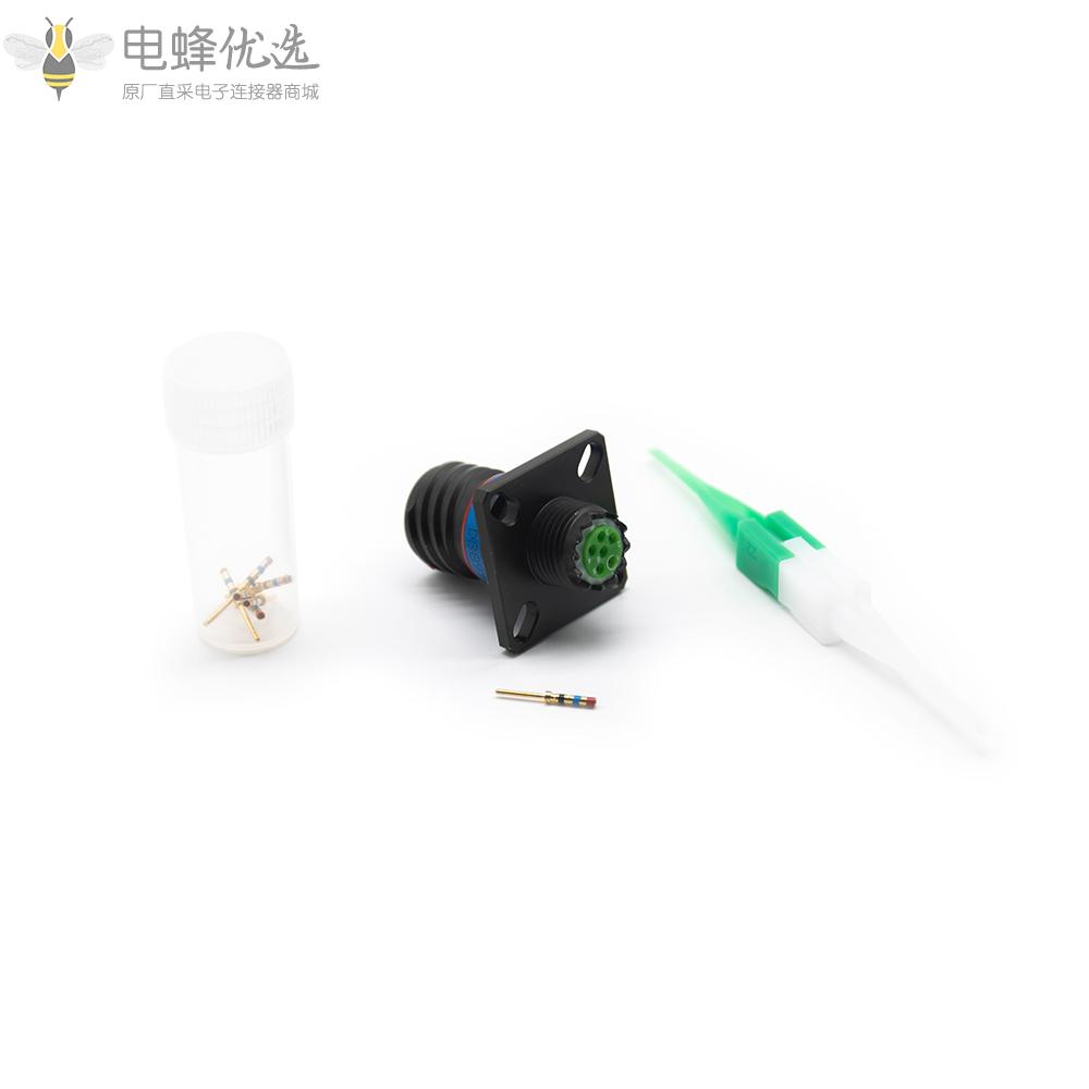 D38999连接器N键位9号壳体5芯方形法兰安装插座带针公头