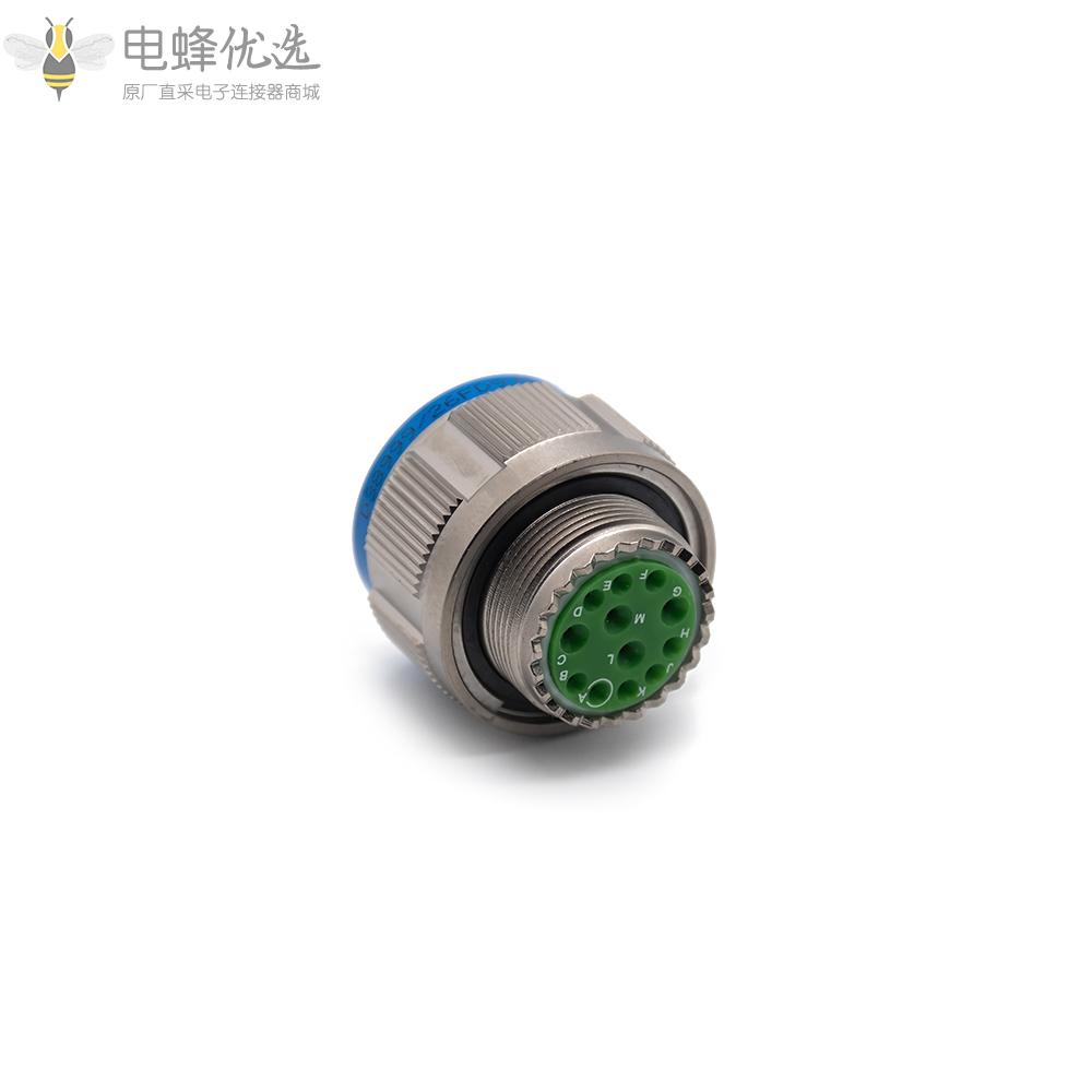 D38999连接器12芯镀镍外壳银色带孔母头15号壳体