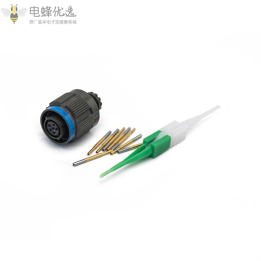 D38999连接器6芯9号壳体屏蔽带孔插头N键位