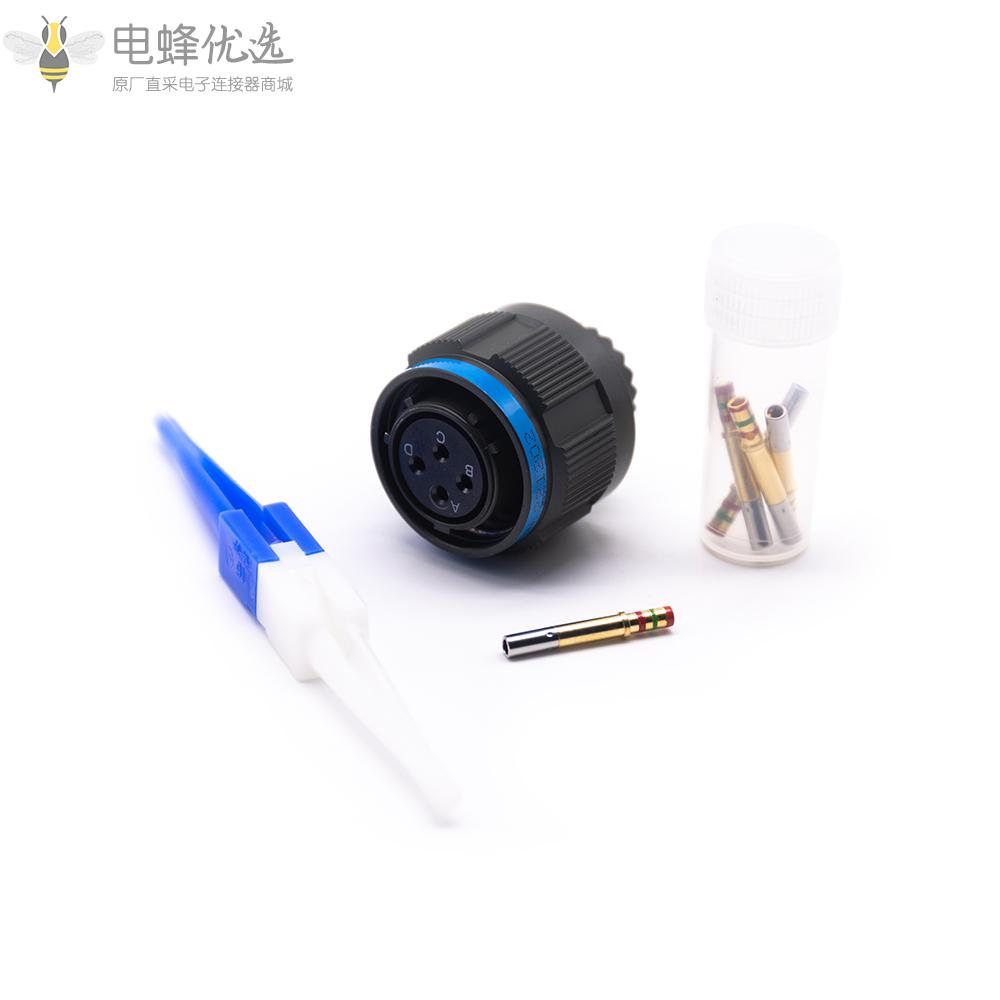 D38999连接器4芯带孔母插头N键位13号壳体