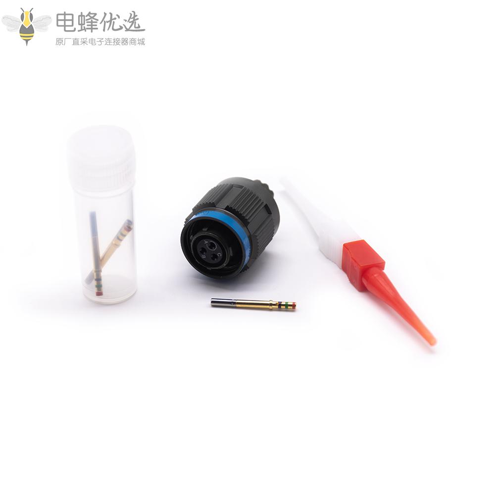 D38999连接器9号壳体3芯带孔母插头N键位