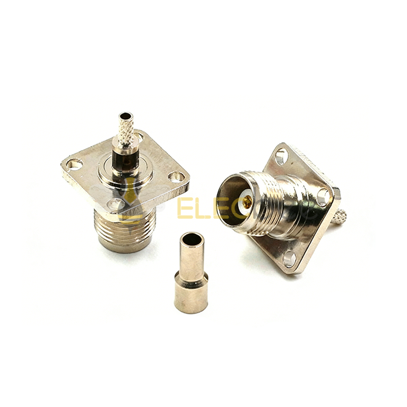 TNC-KF-1.5 开口 4 孔法兰 18*18MM 全铜射频母头 适配 RG316/RG174 同轴连接器