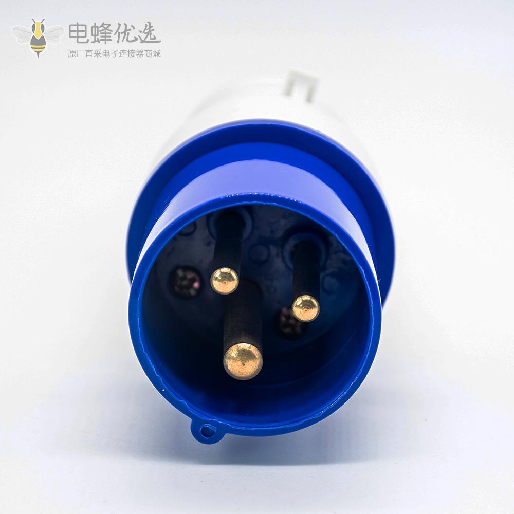 蓝色工业插头IEC60309 16A 3芯2相IP44防水